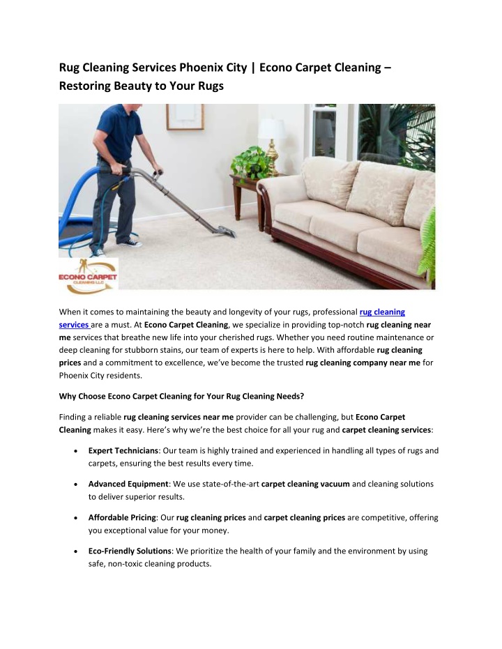 rug cleaning services phoenix city econo carpet