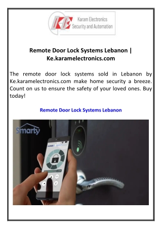 Remote Door Lock Systems Lebanon Ke.karamelectronics.com