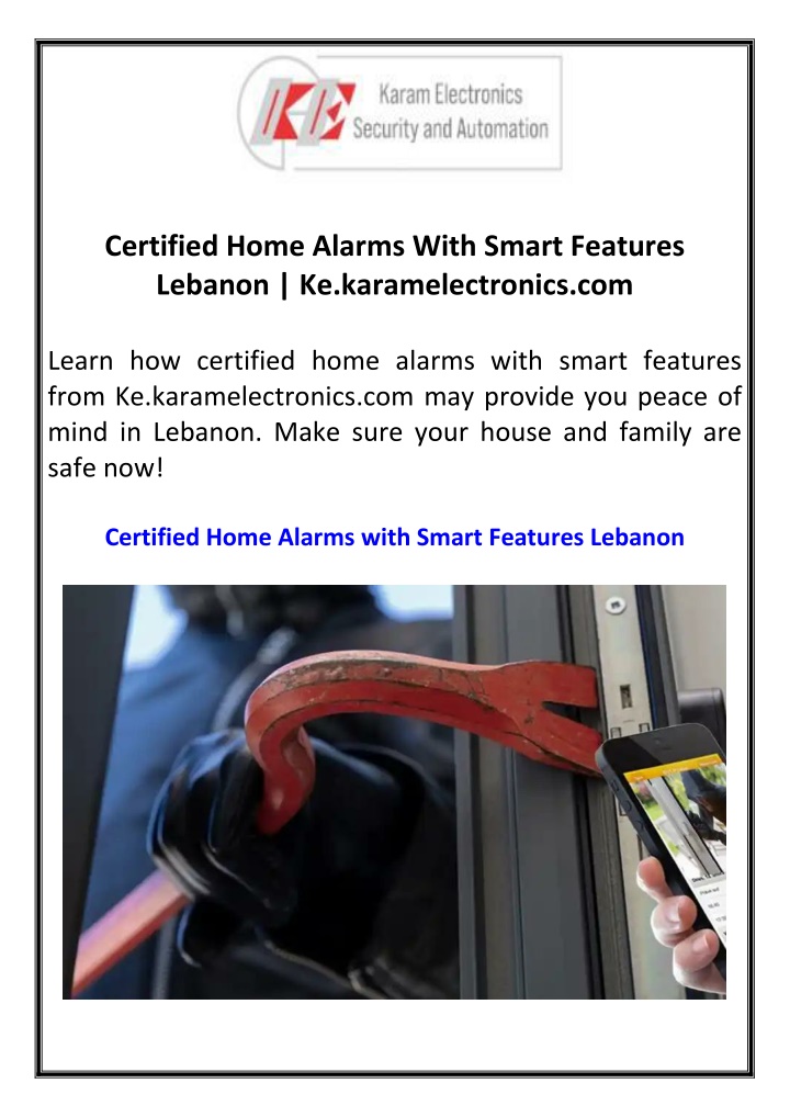 certified home alarms with smart features lebanon