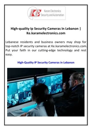 High-quality Ip Security Cameras In Lebanon Ke.karamelectronics.com