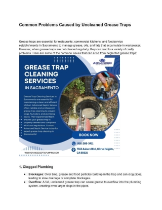 Common Problems Caused by Uncleaned Grease Traps