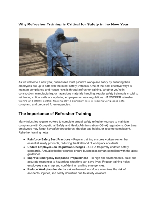 Why Refresher Training is Critical for Safety in the New Year - ImpactsafetyInc