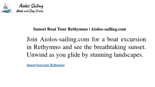 Sunset Boat Tour Rethymno  Aiolos-sailing.com