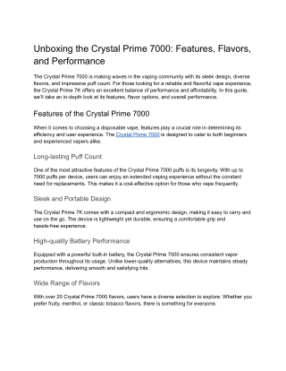 unboxing the crystal prime 7000 features flavors