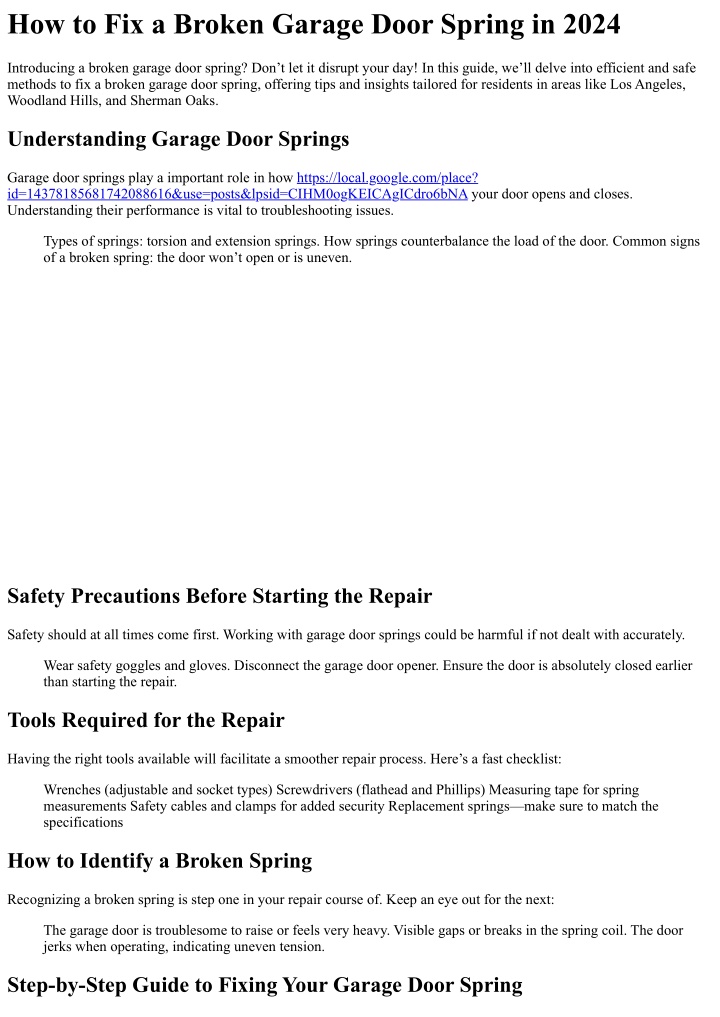 how to fix a broken garage door spring in 2024