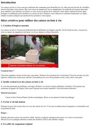 Idées créatives pour utiliser des caisses en bois à vin