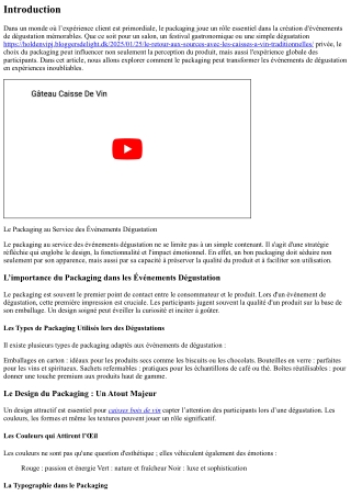 Le Packaging au Service des Événements Dégustation