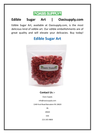 Edible Sugar Art  Oasisupply.com