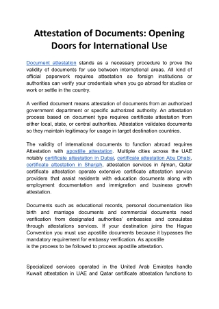 Attestation of Documents: Opening Doors for International Use