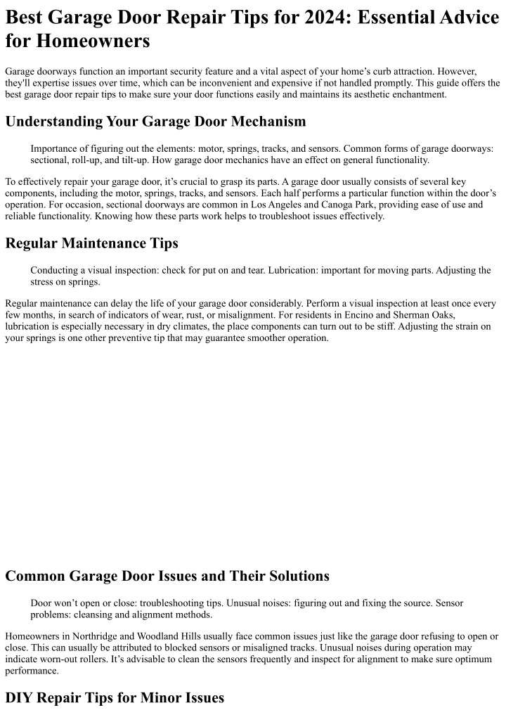 best garage door repair tips for 2024 essential