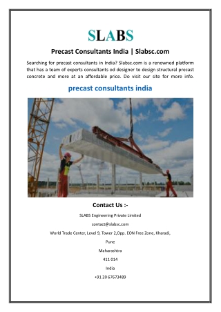 Precast Consultants India  Slabsc.com