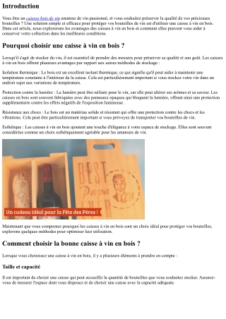 Comment protéger vos bouteilles de vin avec une caisse à vin en bois