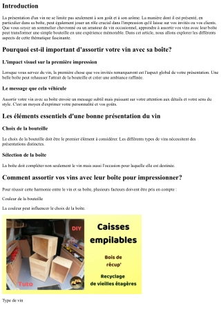 “Comment assortir vos vins avec leur boîte pour impressionner?”