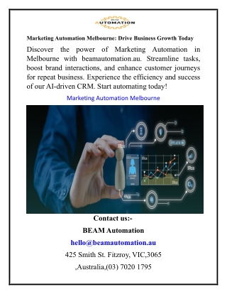 Marketing Automation Melbourne Drive Business Growth Today