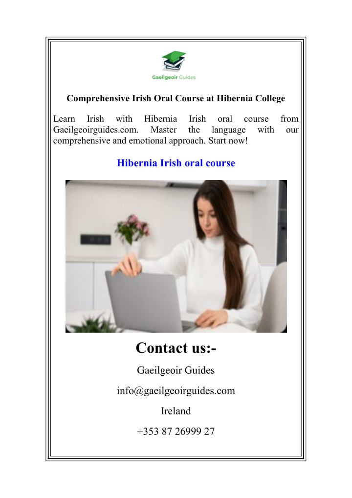 comprehensive irish oral course at hibernia