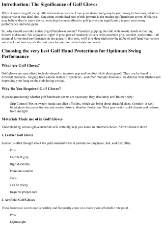 introduction the significance of golf gloves