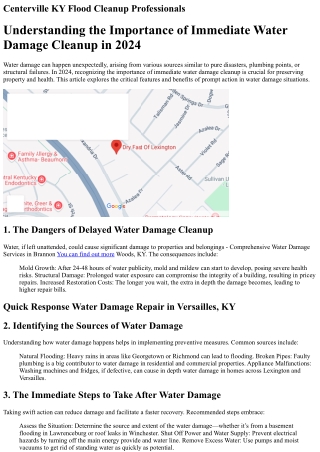 Emergency Water Damage Cleanup in High Bridge, KY