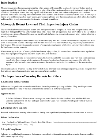 “Motorcycle Helmet Laws and Their Impact on Injury Claims”