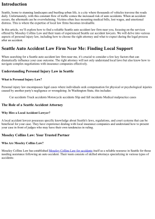 Seattle Auto Accident Law Firm Near Me: Finding Local Support