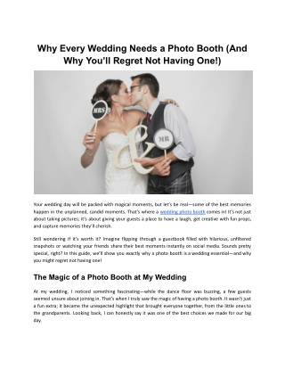 Why Every Wedding Needs a Photo Booth