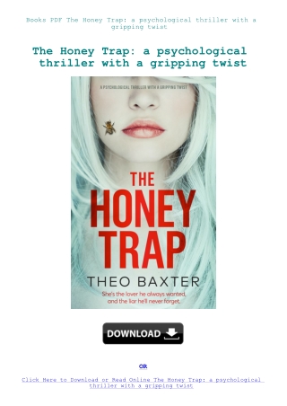 Books PDF The Honey Trap a psychological thriller with a gripping twist