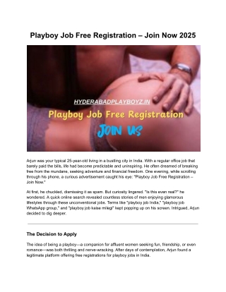 Playboy Job Free Registration – Join Now 2025