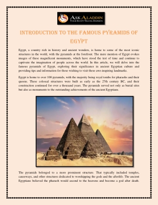Introduction to the Famous Pyramids of Egypt