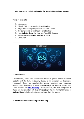 ESG Strategy in Dubai