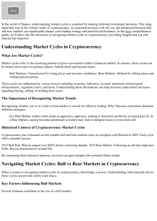 “Navigating Market Cycles: Bull vs Bear Markets in Cryptocurrency”