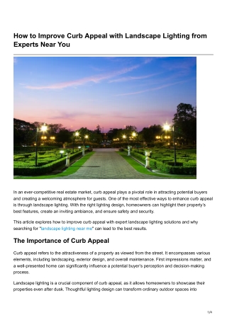 How to Improve Curb Appeal with Landscape Lighting from Experts Near You