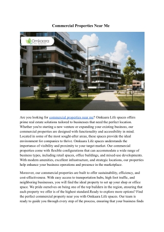 Commercial Properties Near Me | Omkaara Life spaces
