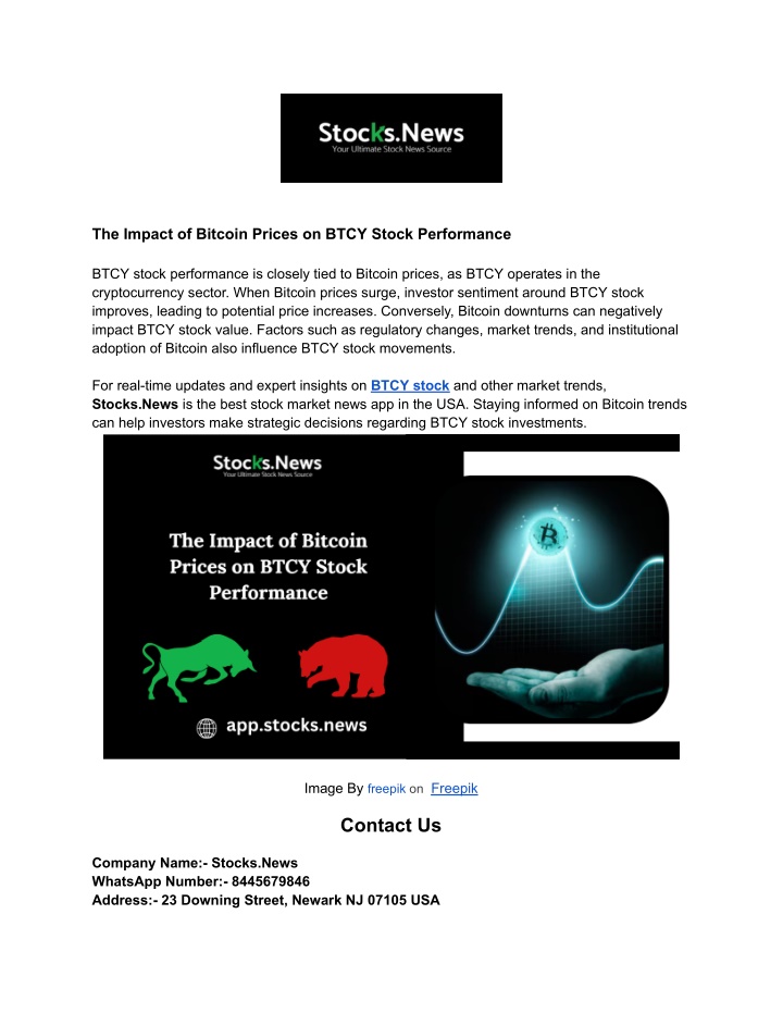 the impact of bitcoin prices on btcy stock