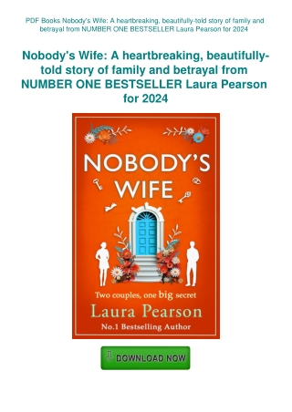 PDF Books Nobody's Wife A heartbreaking  beautifully-told story of family and betrayal from NUMBER O
