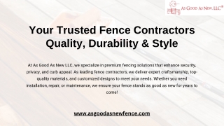 Your Trusted Fence Contractors Quality, Durability & Style
