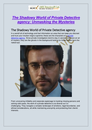 The Shadowy World of Private Detective Agencies: Unmasking the Mysteries