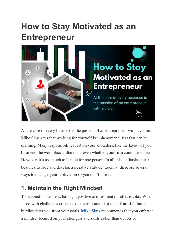 how to stay motivated as an entrepreneur