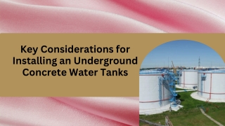 Key Considerations for Installing an Underground Concrete Water Tanks