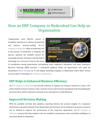 how an erp company in hyderabad can help