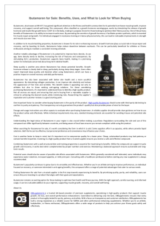 Ibutamoren for Sale - Benefits, Uses, and What to Look for When Buying