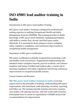 ISO 45001 lead auditor training in India-1