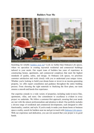 Builders Near Me | Omkaara Life spaces