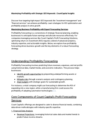 maximizing profitability with strategic