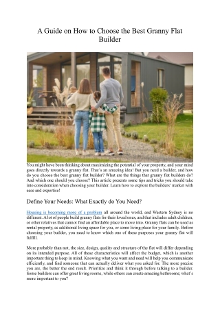 a guide on how to choose the best granny flat