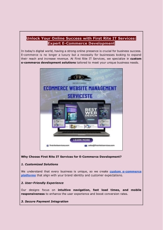 Unlock Your Online Success with First Rite IT Services_ E-Commerce Development