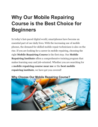 why our mobile repairing course is the best