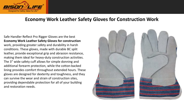 economy work leather safety gloves