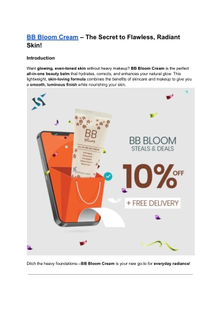 BB Bloom Cream – The Secret to Flawless, Radiant Skin