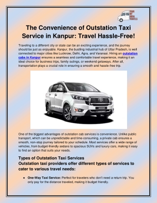 the convenience of outstation taxi service