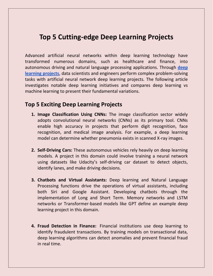 top 5 cutting edge deep learning projects