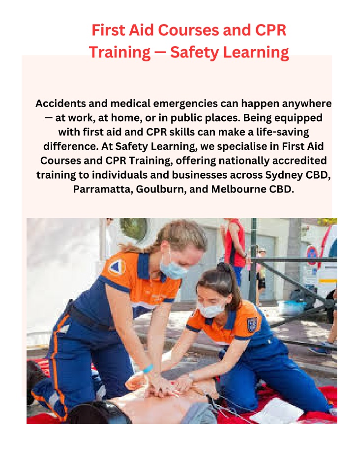 first aid courses and cpr training safety learning